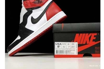 TOE” BLACK-VARSITY JORDAN AIR WHITE  MENS “BLACK OG RED HIGH 1 1008